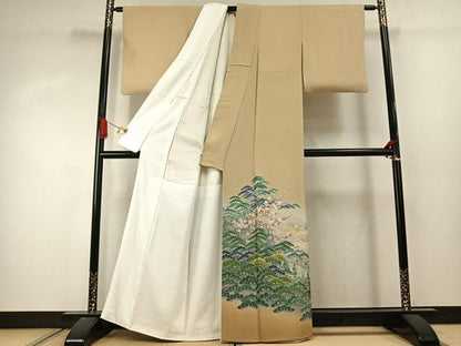 平和屋着物●十日町友禅作家　阿部佳雪　色留袖　風景枝梅松文　暈し染め　正絹　逸品　AABJ4378fy