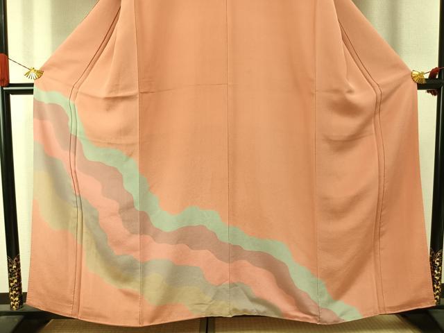 平和屋着物●色留訪問着　道長文　鬼しぼ縮緬　正絹　逸品　AABJ4379fy