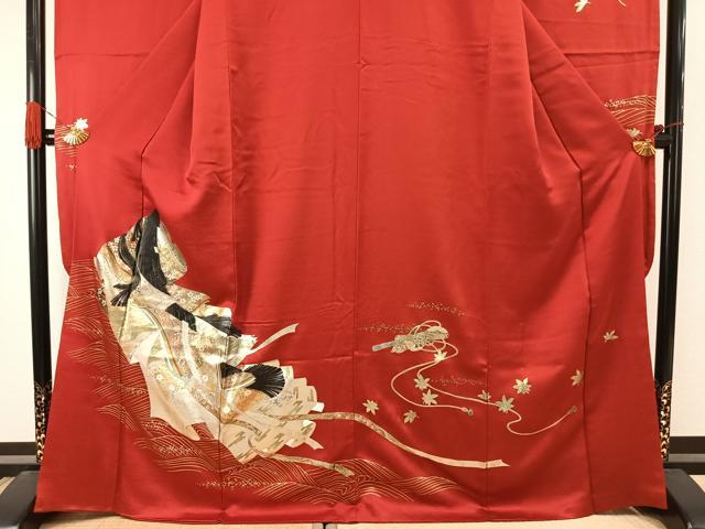 平和屋着物●豪華振袖　人物扇面花文　金銀彩　正絹　逸品　AABJ4380fy