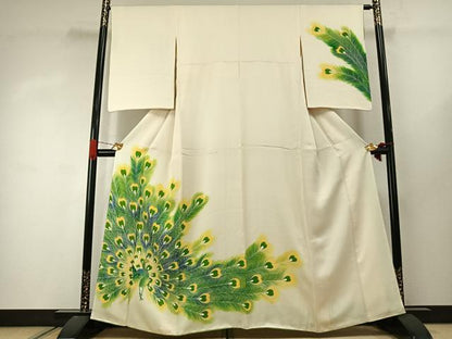 平和屋着物●訪問着　刺繍　孔雀文　暈し染め　松坂屋扱い　正絹　逸品　AABJ4381fy