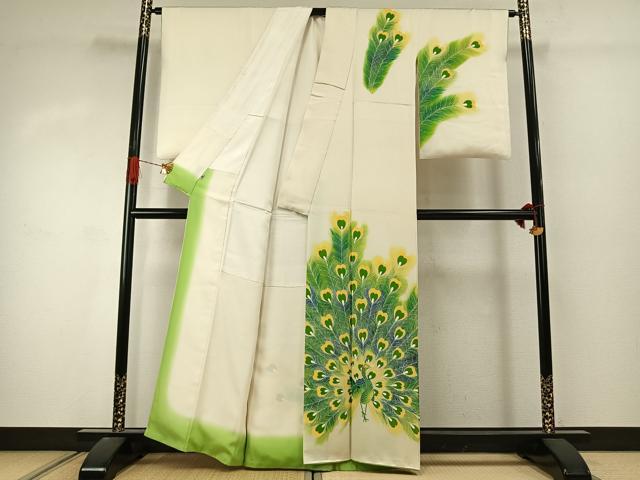 平和屋着物●訪問着　刺繍　孔雀文　暈し染め　松坂屋扱い　正絹　逸品　AABJ4381fy