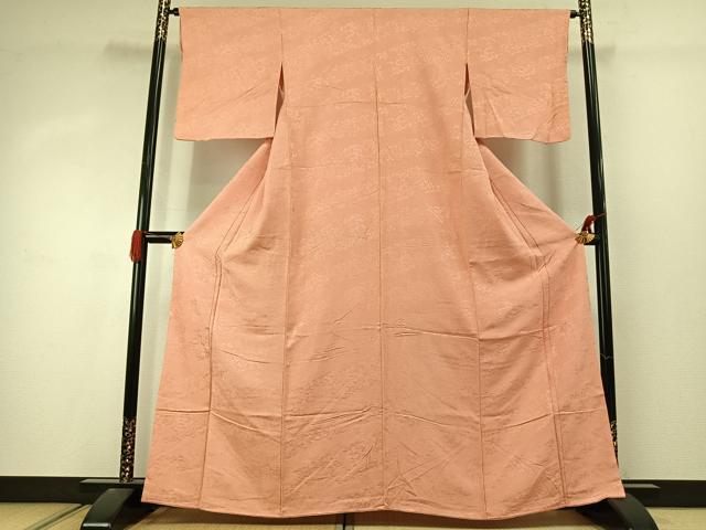 平和屋着物●上質な色無地　草花地紋　宍色　正絹　逸品　AABJ4386fy
