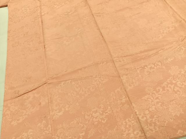 平和屋着物●上質な色無地　草花地紋　宍色　正絹　逸品　AABJ4386fy