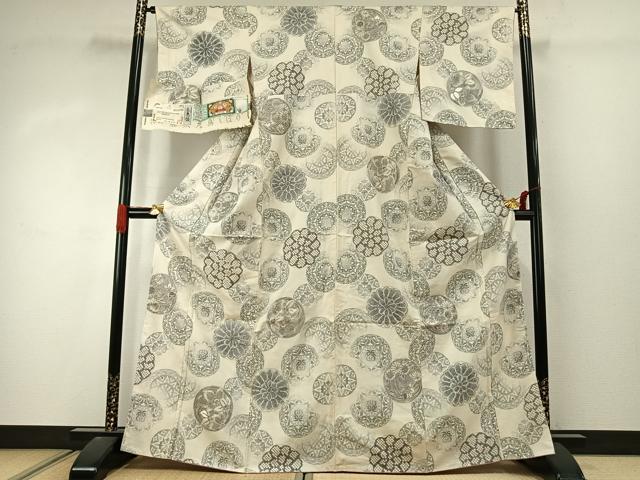 平和屋着物●名門 藤娘きぬたや・総絞り 本場大島紬 中国三大刺繍 汕頭刺繍 相良刺繍 白恵泥 カタス9マルキ 証紙付き 逸品 AABJ4393fy