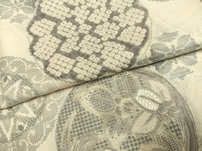 平和屋着物●名門 藤娘きぬたや・総絞り 本場大島紬 中国三大刺繍 汕頭刺繍 相良刺繍 白恵泥 カタス9マルキ 証紙付き 逸品 AABJ4393fy