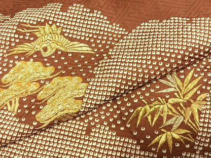 平和屋着物●豪華色留袖　駒刺繍　松竹梅　飛鳥文　金糸　正絹　逸品　AABJ4395fy