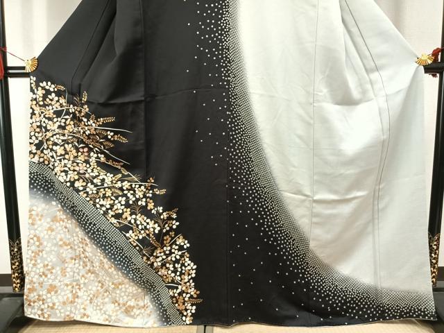 平和屋着物●訪問着　駒刺繍　絞り　萩文　暈し染め　金彩　正絹　逸品　未使用　AABJ4396fy