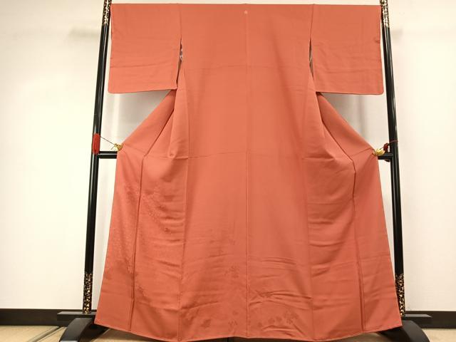 平和屋着物●色留訪問着　草花地紋　浅緋色　正絹　逸品　未使用　AABJ4402fy