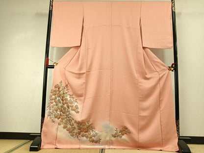平和屋着物●訪問着　枝花文　暈し染め　ロング丈　正絹　逸品　AABJ4404fy