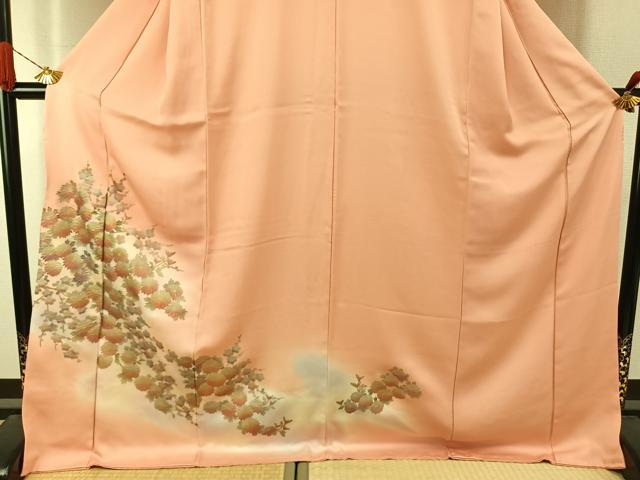平和屋着物●訪問着　枝花文　暈し染め　ロング丈　正絹　逸品　AABJ4404fy