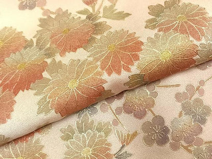 平和屋着物●訪問着　枝花文　暈し染め　ロング丈　正絹　逸品　AABJ4404fy
