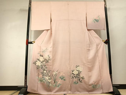 平和屋着物●訪問着　友禅　草花文　暈し染め　正絹　逸品　AABJ4406fy