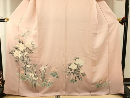 平和屋着物●訪問着　友禅　草花文　暈し染め　正絹　逸品　AABJ4406fy