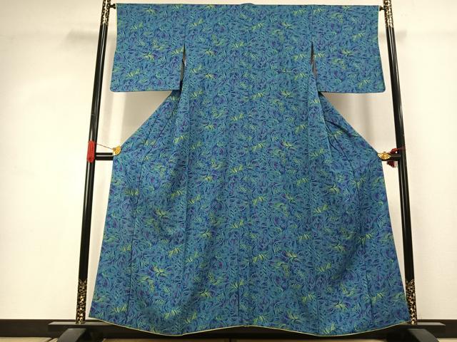 平和屋着物●上質な小紋　草花文　正絹　逸品　AABJ4407fy
