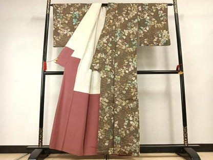 平和屋着物●上質な小紋　枝花文　暈し染め　正絹　逸品　AABJ4410fy