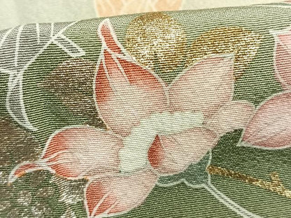 平和屋着物●訪問着　友禅　枝花文　暈し染め　金銀彩　正絹　逸品　AABJ4411fy