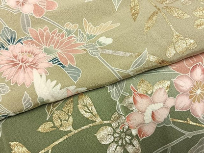 平和屋着物●訪問着　友禅　枝花文　暈し染め　金銀彩　正絹　逸品　AABJ4411fy