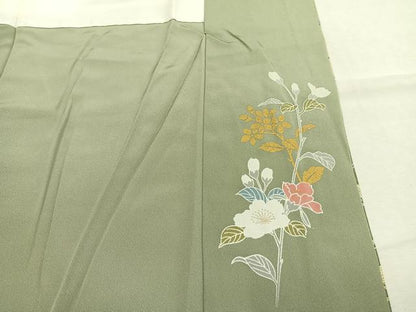 平和屋着物●訪問着　友禅　枝花文　暈し染め　金銀彩　正絹　逸品　AABJ4411fy