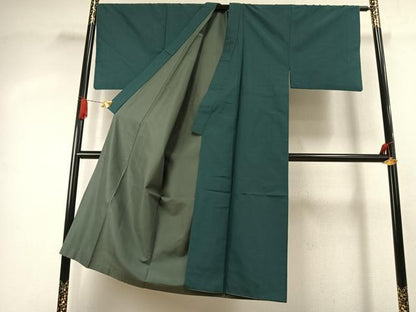 平和屋着物●男性　紬　アンサンブル　色無地　虫襖色　正絹　逸品　AABJ4412fy