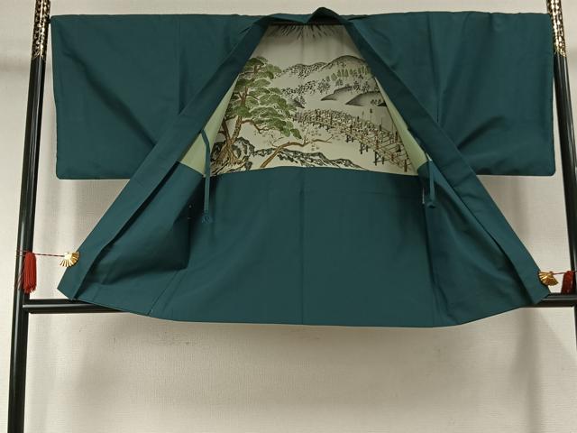 平和屋着物●男性　紬　アンサンブル　色無地　虫襖色　正絹　逸品　AABJ4412fy