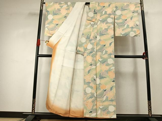 平和屋着物●上質な小紋　地紋起こし　草花文　正絹　逸品　AABJ4419fy