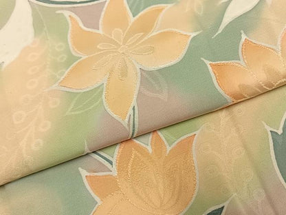 平和屋着物●上質な小紋　地紋起こし　草花文　正絹　逸品　AABJ4419fy