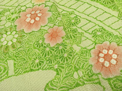 平和屋着物●豪華振袖　総絞り　草花文　暈し染め　正絹　逸品　AABJ4420fy