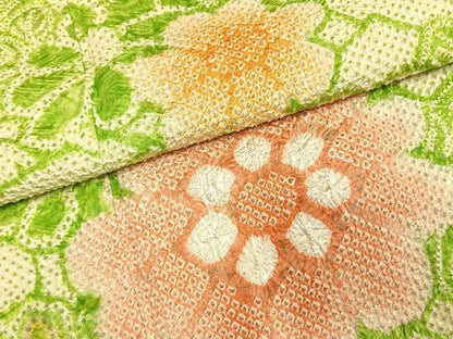 平和屋着物●豪華振袖　総絞り　草花文　暈し染め　正絹　逸品　AABJ4420fy