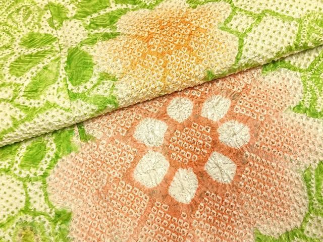平和屋着物●豪華振袖　総絞り　草花文　暈し染め　正絹　逸品　AABJ4420fy