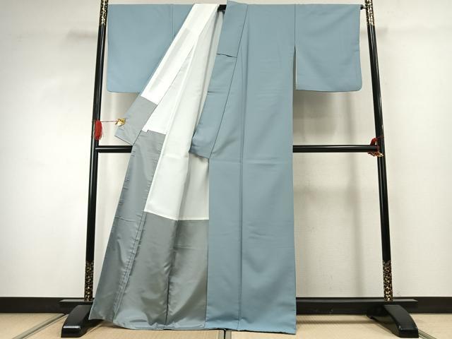 平和屋着物●色無地　秘色色　洗える着物　AABJ4422fy