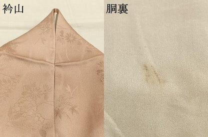 平和屋着物●上質な色無地　草花地紋　洗柿色　正絹　逸品　AABJ4423fy