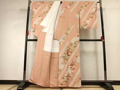 平和屋着物●訪問着　駒刺繍　松竹梅　金彩　正絹　逸品　未使用　AABJ4424fy