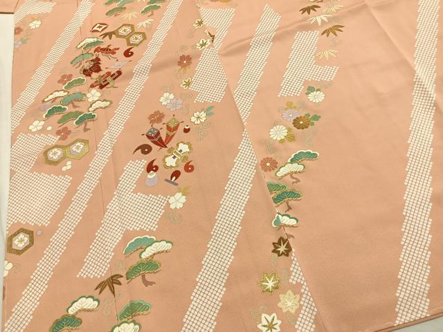 平和屋着物●訪問着　駒刺繍　松竹梅　金彩　正絹　逸品　未使用　AABJ4424fy