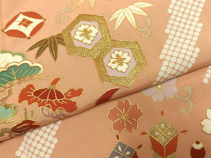 平和屋着物●訪問着　駒刺繍　松竹梅　金彩　正絹　逸品　未使用　AABJ4424fy