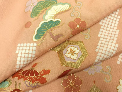 平和屋着物●訪問着　駒刺繍　松竹梅　金彩　正絹　逸品　未使用　AABJ4424fy