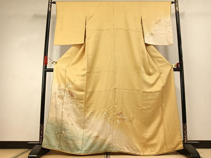 平和屋着物●訪問着　駒刺繍　扇面花文　暈し染め　金彩　やまと誂製　正絹　逸品　AABJ4425fy