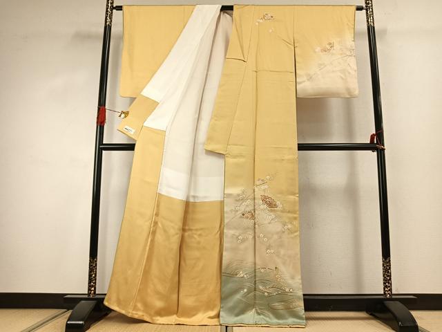 平和屋着物●訪問着　駒刺繍　扇面花文　暈し染め　金彩　やまと誂製　正絹　逸品　AABJ4425fy
