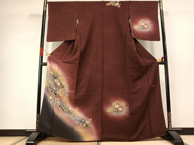 平和屋着物●訪問着　作家物　辻が花　絞り　暈し染め　金通し地　正絹　逸品　AABJ4426fy