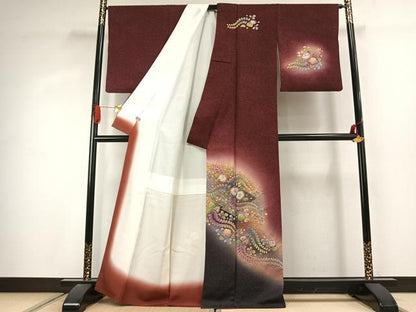 平和屋着物●訪問着　作家物　辻が花　絞り　暈し染め　金通し地　正絹　逸品　AABJ4426fy