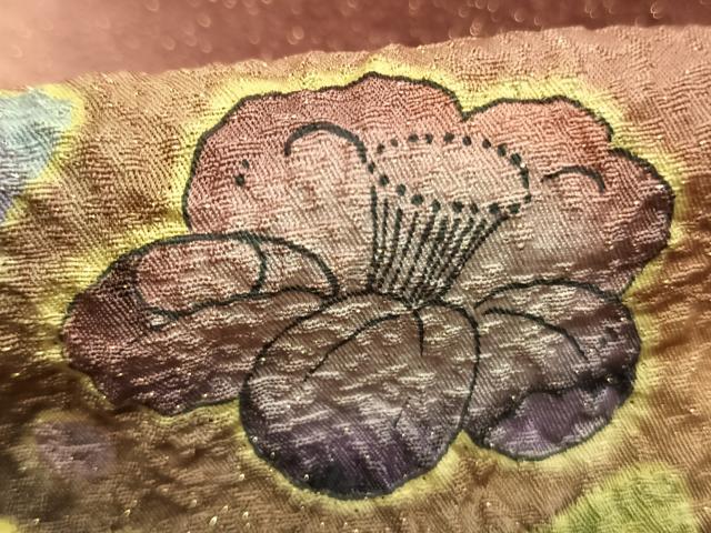 平和屋着物●訪問着　作家物　辻が花　絞り　暈し染め　金通し地　正絹　逸品　AABJ4426fy
