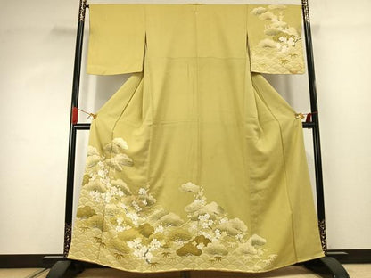 平和屋着物●訪問着　駒刺繍　松竹梅　金彩　正絹　逸品　AABJ4429fy