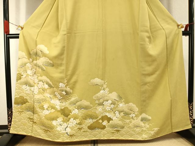 平和屋着物●訪問着　駒刺繍　松竹梅　金彩　正絹　逸品　AABJ4429fy