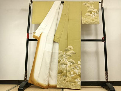 平和屋着物●訪問着　駒刺繍　松竹梅　金彩　正絹　逸品　AABJ4429fy