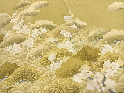 平和屋着物●訪問着　駒刺繍　松竹梅　金彩　正絹　逸品　AABJ4429fy