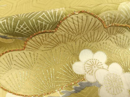 平和屋着物●訪問着　駒刺繍　松竹梅　金彩　正絹　逸品　AABJ4429fy