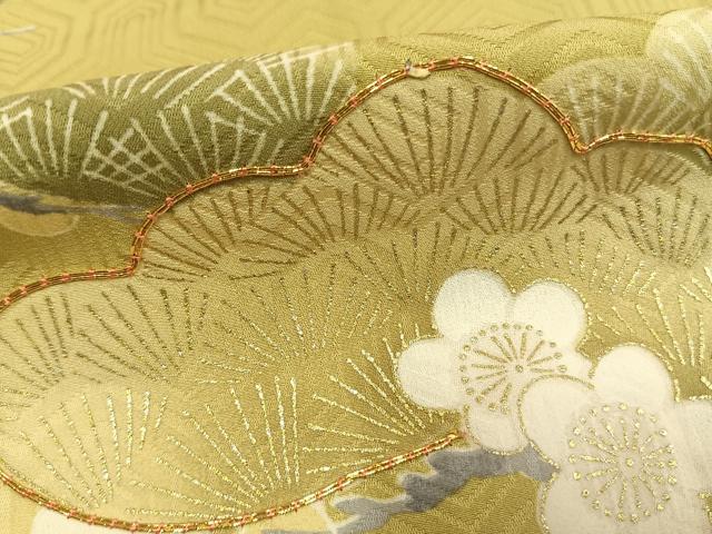 平和屋着物●訪問着　駒刺繍　松竹梅　金彩　正絹　逸品　AABJ4429fy