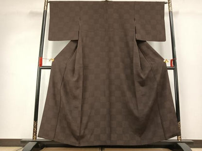 平和屋着物●上質な小紋　市松文様　正絹　逸品　AABJ4431fy