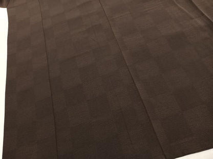 平和屋着物●上質な小紋　市松文様　正絹　逸品　AABJ4431fy