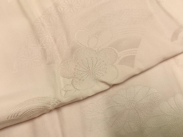 平和屋着物●振袖用長襦袢　無双仕立て　草花地紋　暈し染め　正絹　逸品　AABJ4440fy