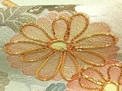 平和屋着物●十日町友禅作家　松雨　訪問着　駒刺繍　枝花文　暈し染め　金彩　正絹　逸品　AABJ4444fy